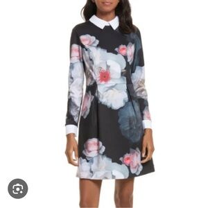 Ted Baker London Black Floral Long Sleeve Dress
